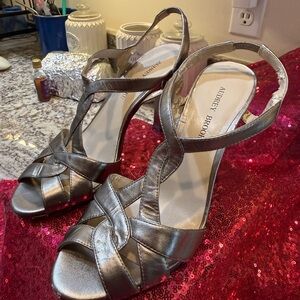 Audrey Brooke Metallic Silver Heels